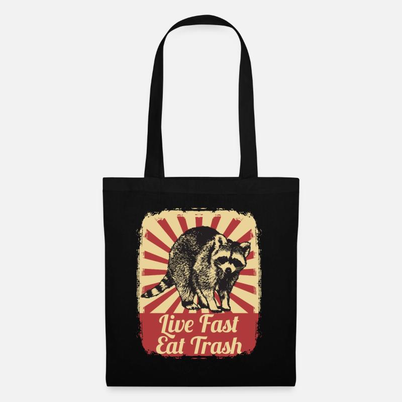 Waschbär Waschbären Live Fast Eat Trash Geschenk - Stoffbeutel - Schwarz