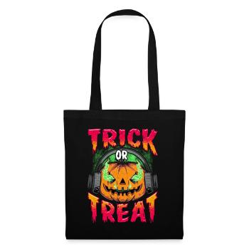 Evil Pumpkin with Trick or Treat headphones - Tote Bag - black - Front