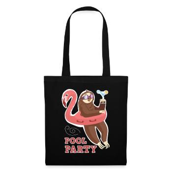 Pool Party Faultier aufblasbarer Flamingo Faultier - Stoffbeutel - Schwarz - Vorne