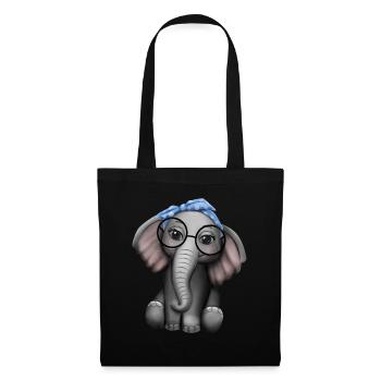 Éléphant nerd lunettes bandeau éléphant - Sac en tissu - noir - Devant
