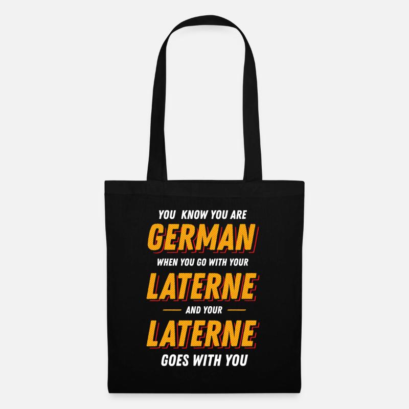 St. Martin Laterne Lustiger Denglisch Spruch - Stoffbeutel - Schwarz