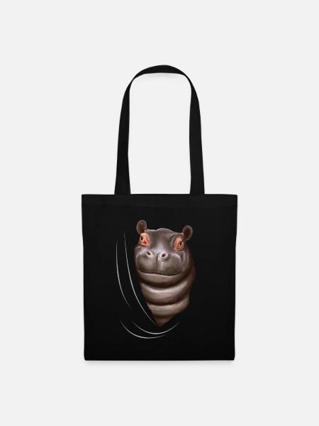 Nilpferd Flusspferd Nilpferdliebhaber Geschenk - Stoffbeutel - Schwarz