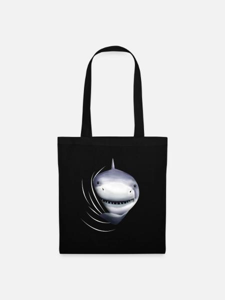 Hai Haifisch Haie Hailiebhaber Geschenk - Stoffbeutel - Schwarz