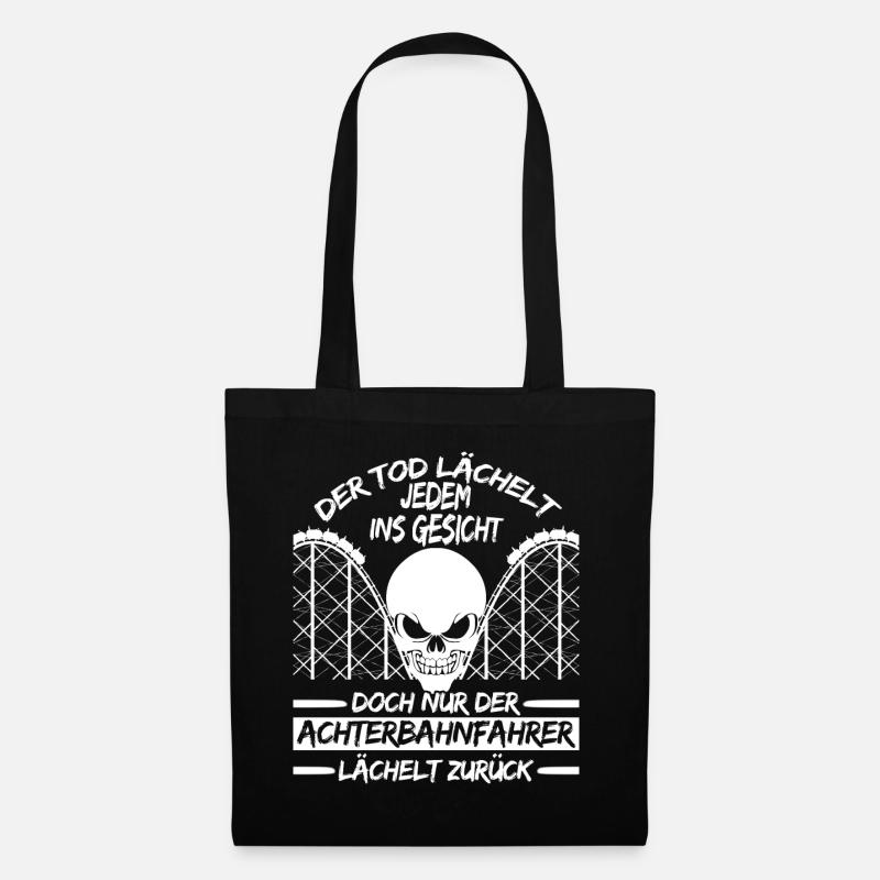 Achterbahn Fan Schädel Spruch Geschenk - Stoffbeutel - Schwarz
