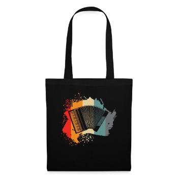 Accordéon - beau design rétro - Sac en tissu - noir - Devant