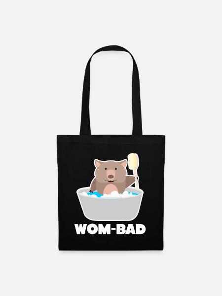 Wombat badet in Badewanne - lustig - Stoffbeutel - Schwarz