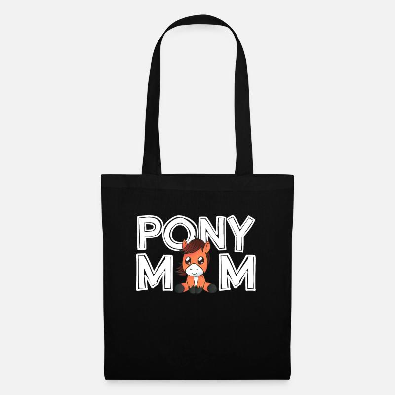 Pony Mom Muttertag Geschenk Pony Mama Damen - Stoffbeutel - Schwarz