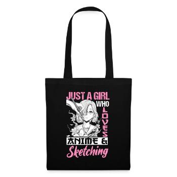 Just A Girl Whos Loves Anime Manga Otaku Drawing - Tote Bag - black - Front