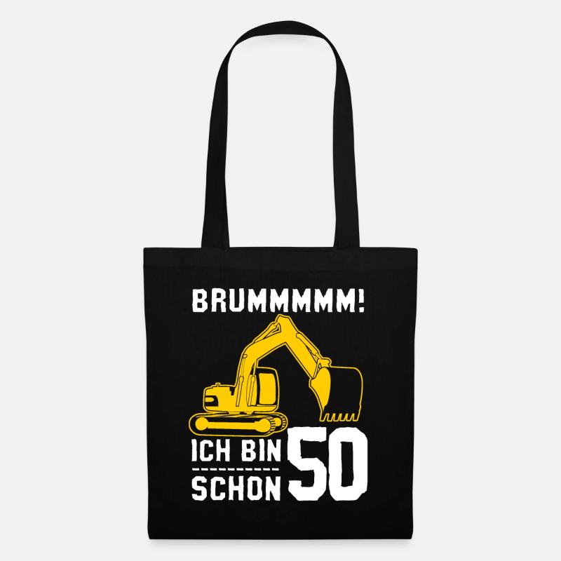 Baggerfahrer 50er Geburtstag Geschenk - Stoffbeutel - Schwarz