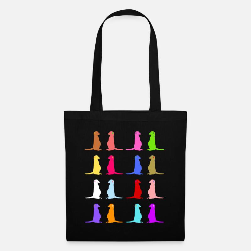 Erdmännchen buntes Retro Design - Stoffbeutel - Schwarz