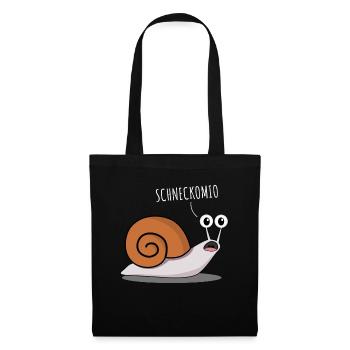 Schnecke - lustiger Spruch Schneckomio - Stoffbeutel - Schwarz - Vorne