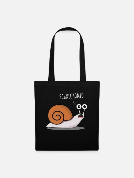 Schnecke - lustiger Spruch Schneckomio - Stoffbeutel - Schwarz
