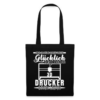 3D-Drucker - lustiger Prototyping Spruch - Stoffbeutel - Schwarz - Vorne