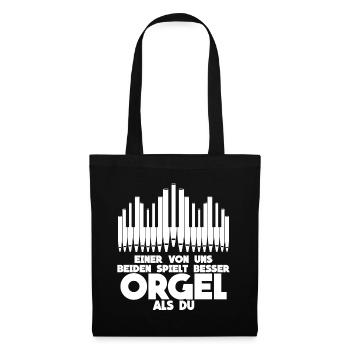 Organist & Orgel - lustiger Spruch - Stoffbeutel - Schwarz - Vorne