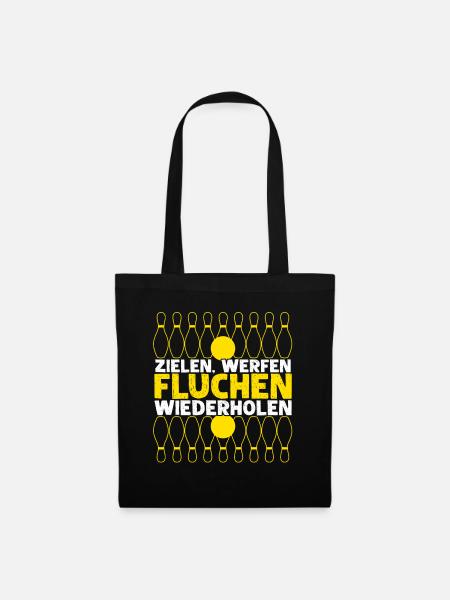 Kegeln lustiger Kegelbahn Spruch - Stoffbeutel - Schwarz