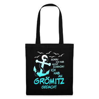 Grömitz Spruch mit Anker - Stoffbeutel - Schwarz - Vorne