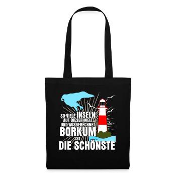 Borkum Insel Spruch - Stoffbeutel - Schwarz - Vorne