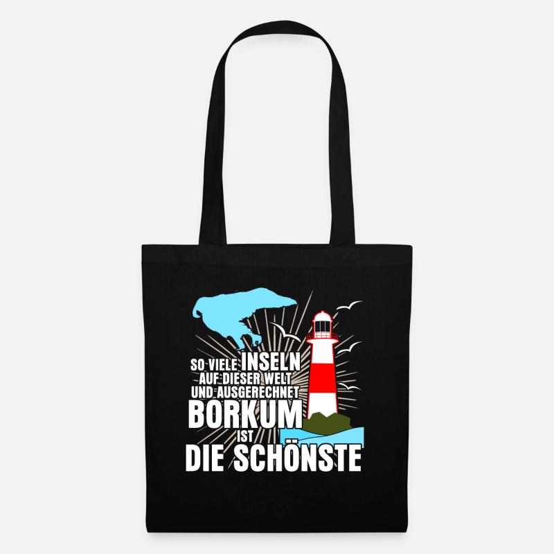 Borkum Insel Spruch - Stoffbeutel - Schwarz