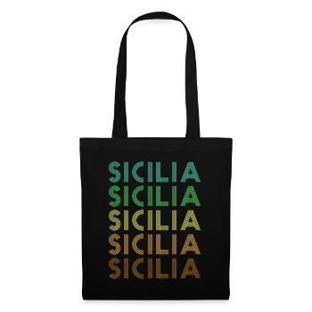 Sizilien Retro Sicilia - Stoffbeutel - Schwarz - Vorne