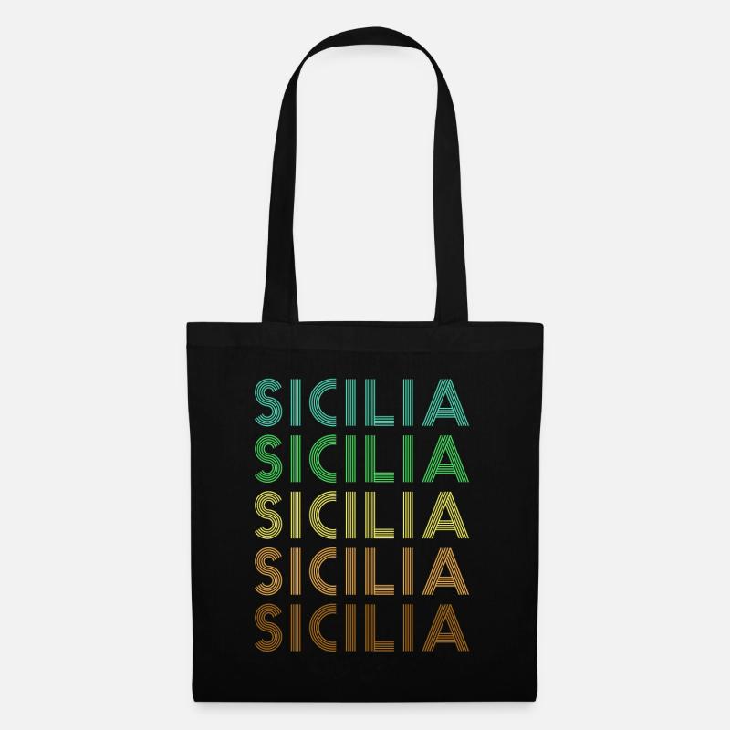 Sizilien Retro Sicilia - Stoffbeutel - Schwarz
