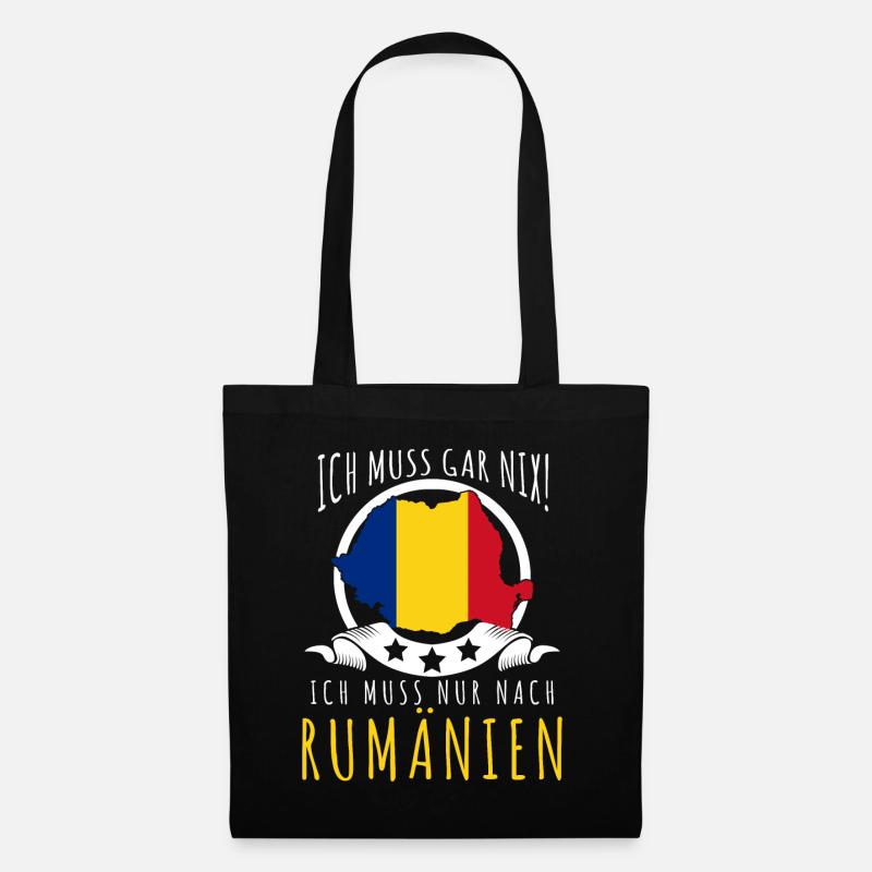 Romania Flagge Urlaub Rumänien - Stoffbeutel - Schwarz