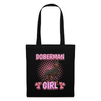 Dobermann Doberman Girl - Sac en tissu - noir - Devant