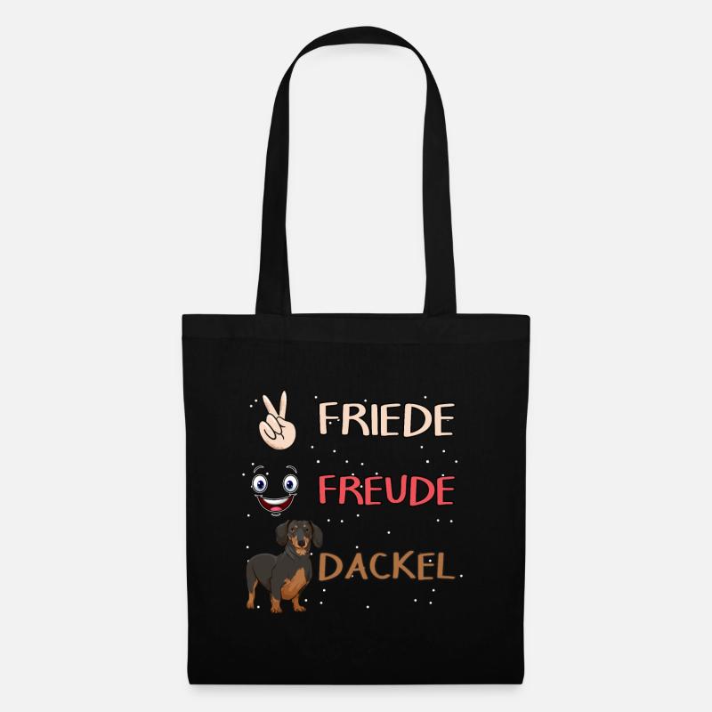 Dackel Friede Freude Dackel - Stoffbeutel - Schwarz