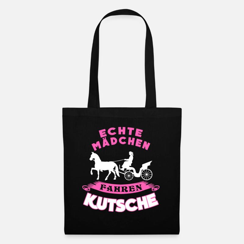 Kutsche Mädchen Pferdekutsche Kutscher - Stoffbeutel - Schwarz