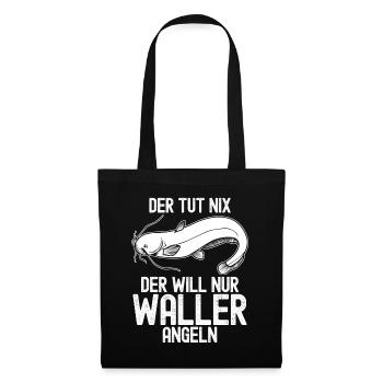 Angeln Waller Fischer Fisch Angler - Stoffbeutel - Schwarz - Vorne