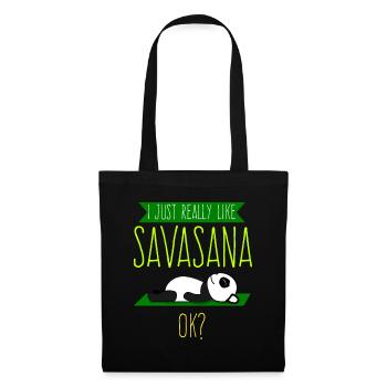 Savasana Panda Pandabär Yoga - Stoffbeutel - Schwarz - Vorne