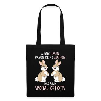 Hasen Hase Kaninchen - Stoffbeutel - Schwarz - Vorne