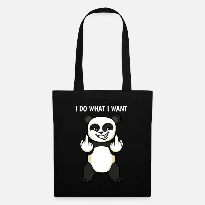 Ich mache was ich will Pandabär Mittelfinger - Stoffbeutel - Schwarz