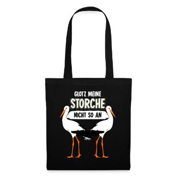 Storch lustig Storche - Stoffbeutel - Schwarz - Vorne