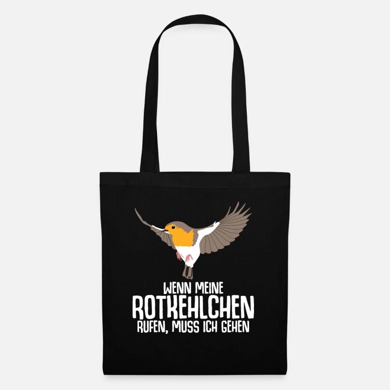 Rotkehlchen Vogel - Stoffbeutel - Schwarz