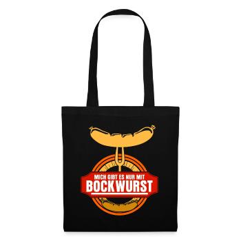 Bockwurst Wurst Würstchen Bratwurst - Stoffbeutel - Schwarz - Vorne