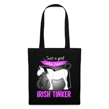 Irish Tinker Pferd Reiterin Pferde - Stoffbeutel - Schwarz - Vorne