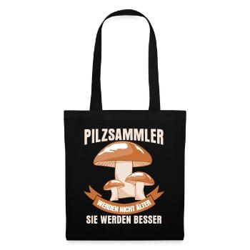 Pilzsammler Pilz Pilzsucher Pilze - Stoffbeutel - Schwarz - Vorne