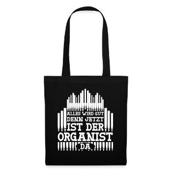 Orgel Organist Orgelspieler - Stoffbeutel - Schwarz - Vorne
