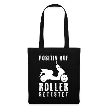 Mofa Mopet Motorroller Mofafahrer Moped - Stoffbeutel - Schwarz - Vorne