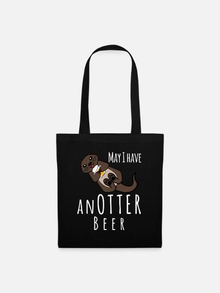 Otter mit Bier - Stoffbeutel - Schwarz
