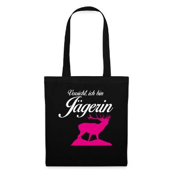 Jägerin Jagd Hirsche Revier Jäger - Stoffbeutel - Schwarz - Vorne