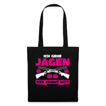 Jägerin Ich gehe Jagen Keiler Jäger - Stoffbeutel - Schwarz - Vorne