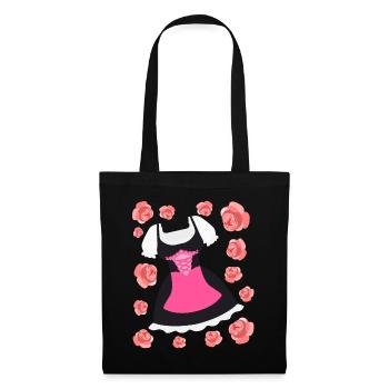 Dirndl avec fleurs Roses Costume Robe - Sac en tissu - noir - Devant