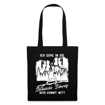 Sächsische Schweiz Wandern Wanderer - Stoffbeutel - Schwarz - Vorne
