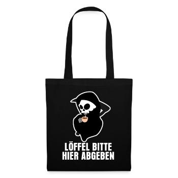 Sensenmann Löffel abgeben Grim Reaper - Stoffbeutel - Schwarz - Vorne