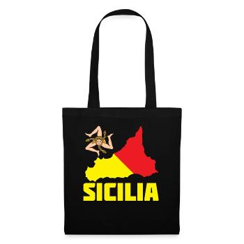 Sizilien Flagge Wappen Sicilia - Stoffbeutel - Schwarz - Vorne