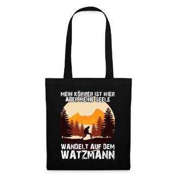 Watzmann Bergsteiger Wandern - Stoffbeutel - Schwarz - Vorne