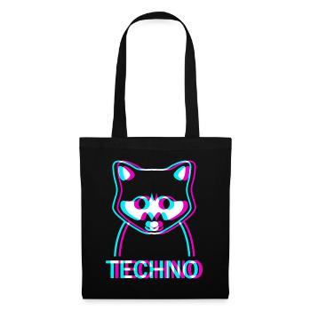 Raver Techno Waschbär Hardtekk Rave - Stoffbeutel - Schwarz - Vorne