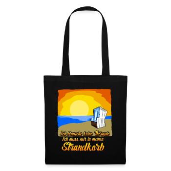 Strandkorb Ostsee Nordsee Strandkörbe - Stoffbeutel - Schwarz - Vorne