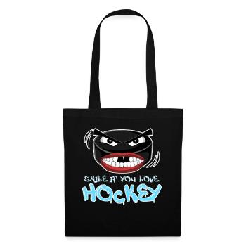 Eishockey Puck Witz Eishockeyspieler - Stoffbeutel - Schwarz - Vorne